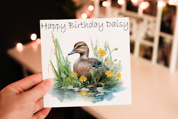 Duck watercolour birthday card